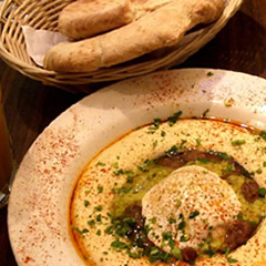 Garlicky Pita Pieces with Fragrant Hummus